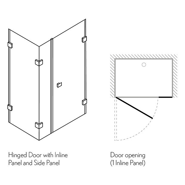 Simpsons Zion Hinged Shower Door with Inline & Fixed Panel