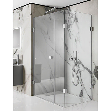 Simpsons Zion Hinged Shower Door with Inline & Fixed Panel  Profile Large Image