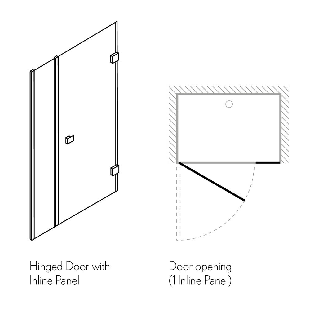 Crosswater Zion Hinged Shower Door with Inline Panel