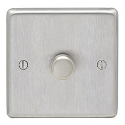 Revive Single Dimmer Light Switch Satin Steel Large Image