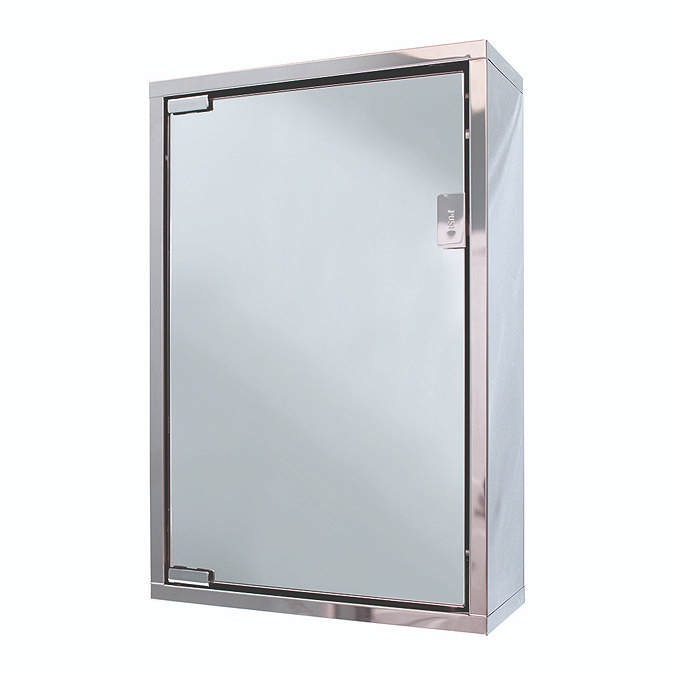 Single Door Bathroom Mirror Cabinet - Stainless Steel Large Image