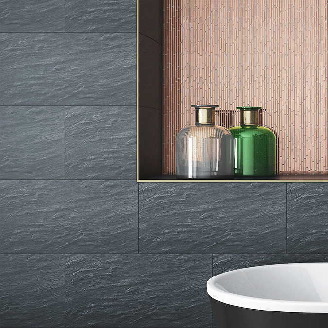 Slate Black Effect Wall & Floor Tiles - Julien Macdonald - 600 x 300mm Profile Large Image