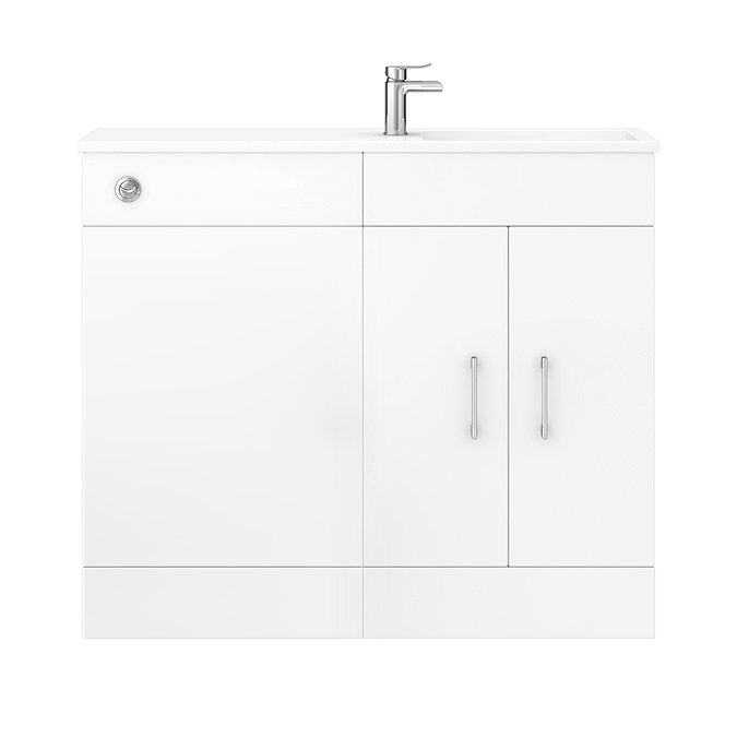 Valencia Slimline Combination Basin & Toilet Unit - White Gloss - (1000 x 305mm)  Standard Large Ima