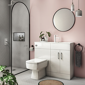 Valencia Slimline Combination Basin & Toilet Unit - White Gloss - (1000 x 305mm) Large Image