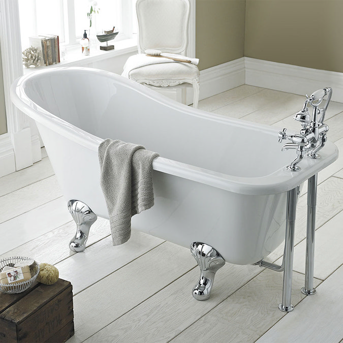 Nuie Kensington 1500 x 730mm Small Roll Top Slipper Bath Inc. Chrome Legs Large Image