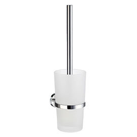 Smedbo Home Wall Mounted Toilet Brush & Frosted Glass Container - Polished Chrome - HK333 Medium Ima