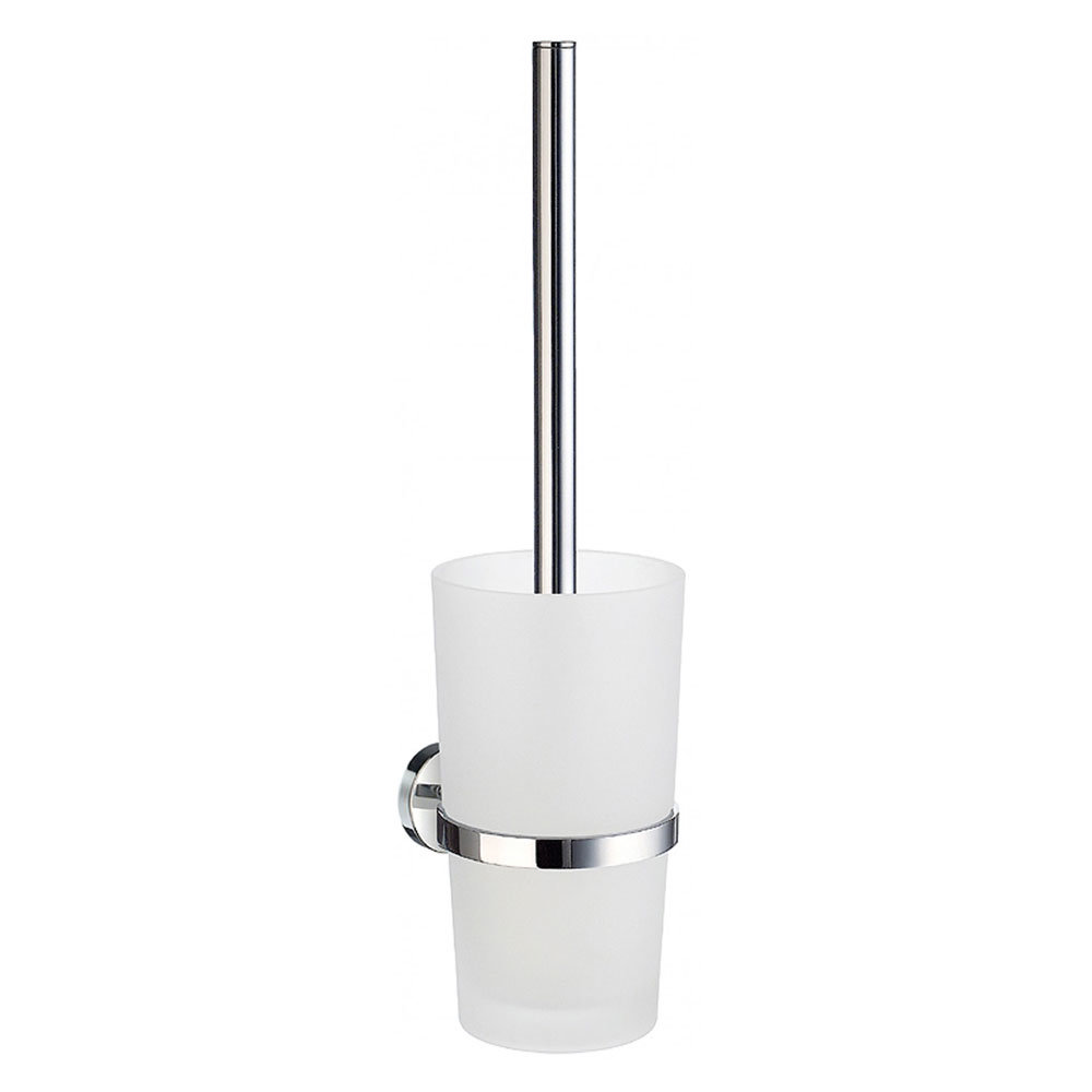 Smedbo Home Wall Mounted Toilet Brush & Frosted Glass Container - Polished Chrome - HK333 Large Imag