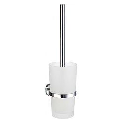 Smedbo Home Wall Mounted Toilet Brush & Frosted Glass Container - Polished Chrome - HK333 Large Imag