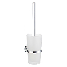 Smedbo Home Wall Mounted Toilet Brush & Frosted Glass Container - Polished Chrome - HK333 Large Imag