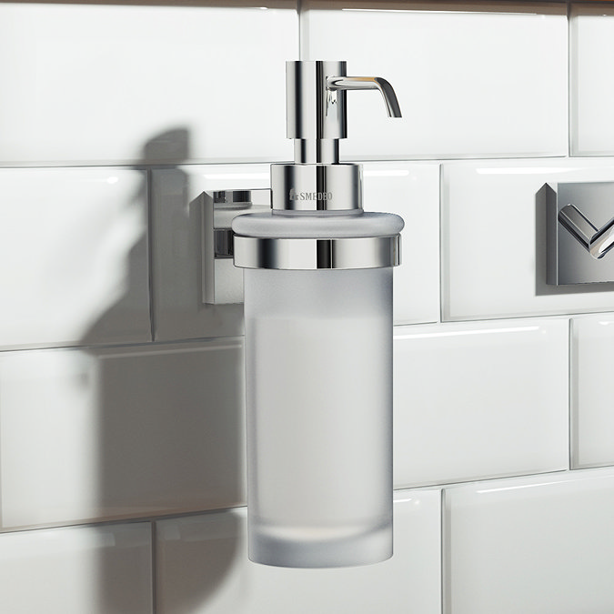 Smedbo House - Polished Chrome Holder with Frosted Glass Soap Dispenser - RK369  Profile Large Image