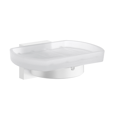 Smedbo House Holder with Frosted Glass Soap Dish - White