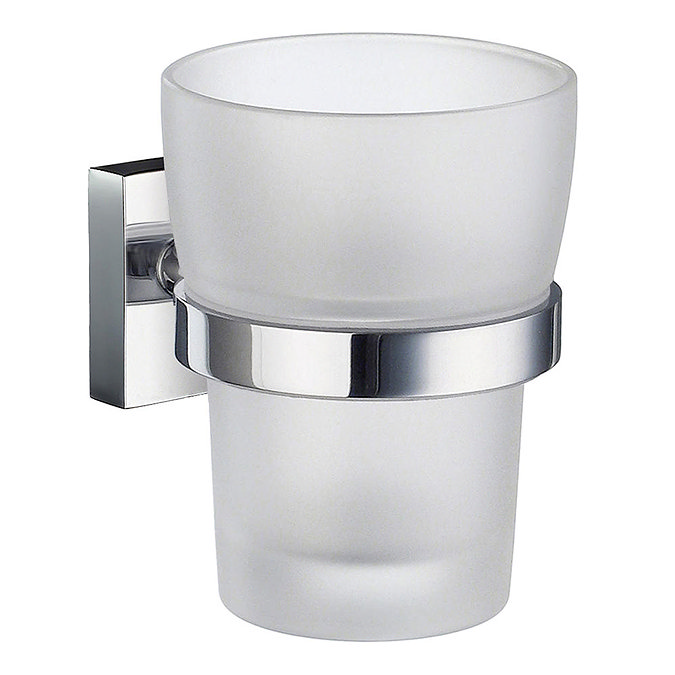 Smedbo House - Polished Chrome Holder with Frosted Glass Tumbler - RK343 Large Image