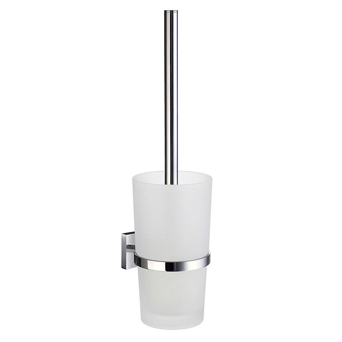 Smedbo House - Polished Chrome Wall Mounted Toilet Brush & Frosted Glass Container - RK333 Large Ima