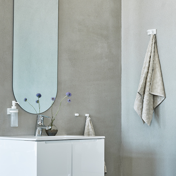 Smedbo House - White Holder with Frosted Glass Soap Dispenser