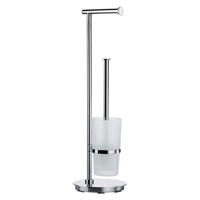 Smedbo Outline Lite Round Freestanding Toilet Brush and Roll Holder - FK607 Large Image