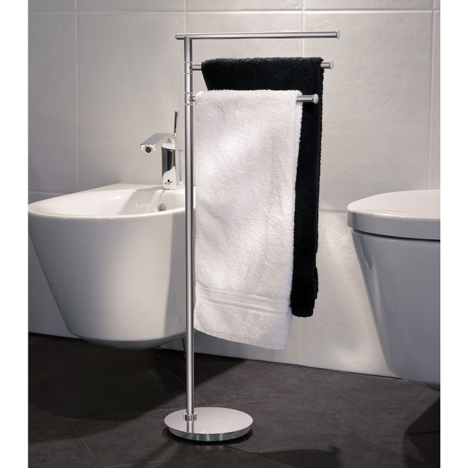 Smedbo Outline Lite Round Freestanding Triple Swing Arm Towel Rail - FK608  Profile Large Image