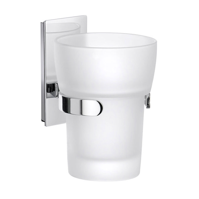 Smedbo Pool Holder with Frosted Glass Tumbler - Polished Chrome - ZK343 Large Image