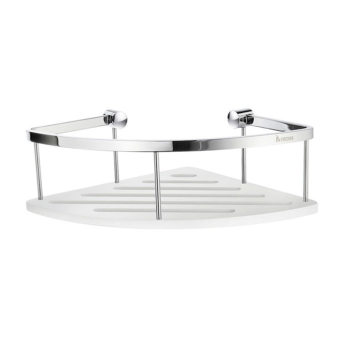 Smedbo Sideline Corner Soap Basket - Polished Chrome / White - DK3034 Large Image