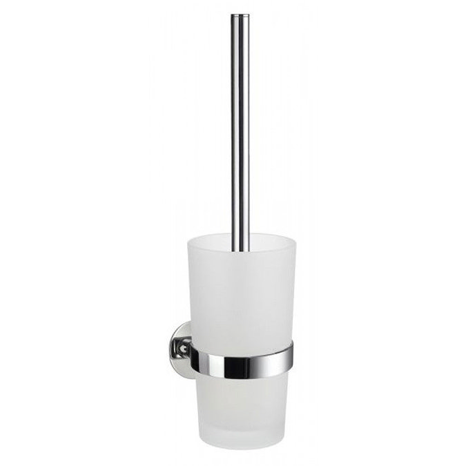 Smedbo Time Wall Mounted Toilet Brush & Frosted Glass Container - Polished Chrome - YK333 Large Imag