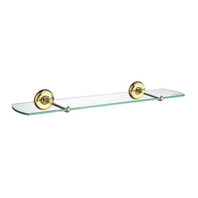 Smedbo Villa Bathroom Glass Shelf - Polished Brass - V247 Large Image