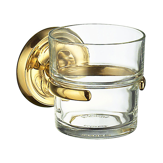 Smedbo Villa Glass Tumbler & Holder - Polished Brass - V243 Large Image