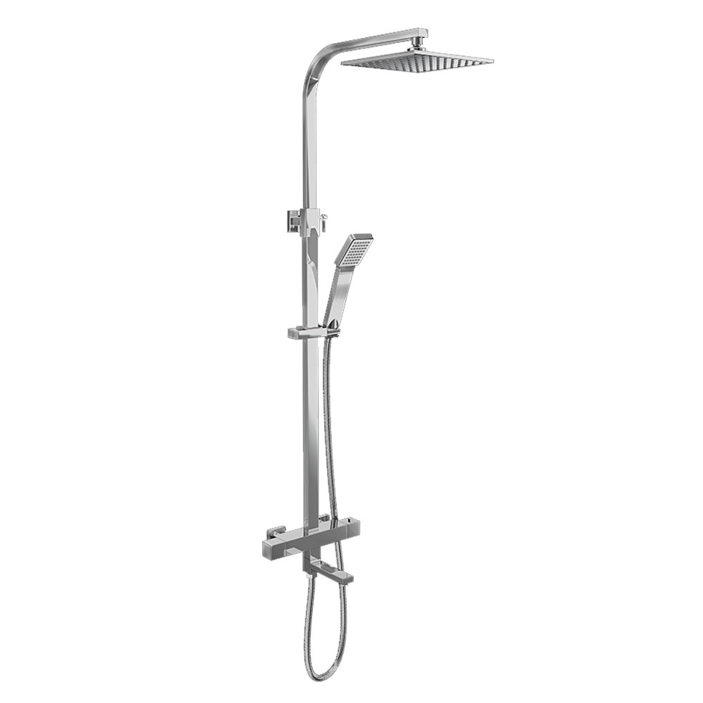 Socorro Modern Square Style Thermostatic Shower Kit with Spout - Chrome