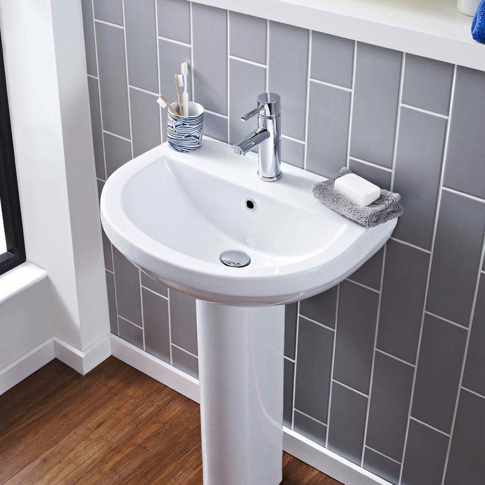 Sofia Modern Basin With Full Pedestal 1 Tap Hole Available Online