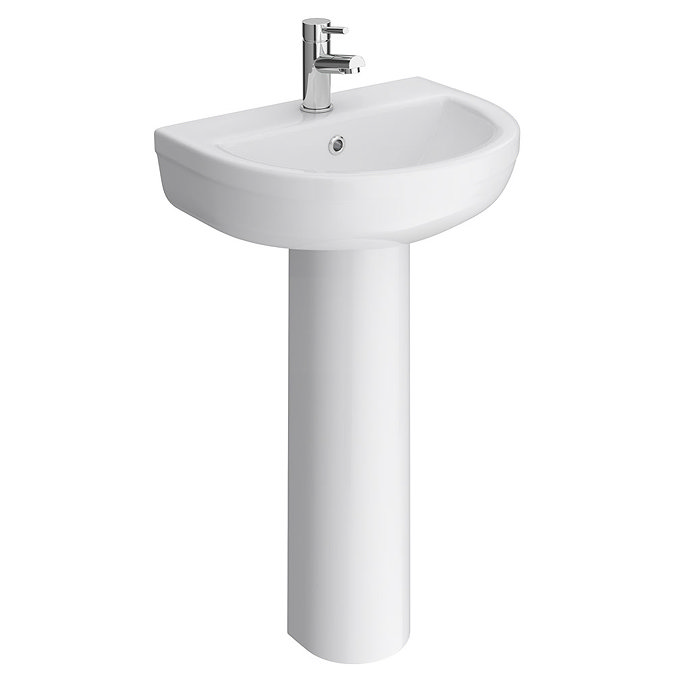 Sofia Modern Basin with Full Pedestal (1 Tap Hole - Various Sizes) Large Image