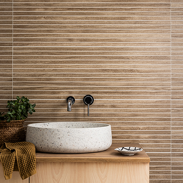 Solano Honey Wood Effect Large Format Wall Tiles - 330 x 1000mm