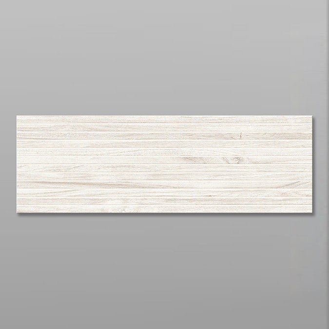 Solano White Wood Effect Large Format Wall Tiles - 330 x 1000mm
