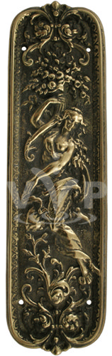 Solid Brass Grecian Lady Door Push Plate - Antique finish - DP-006 Large Image