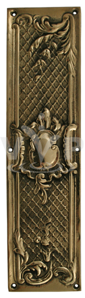 Solid Brass Ornate Door Push Plate - Antique finish - DP-005 Large Image