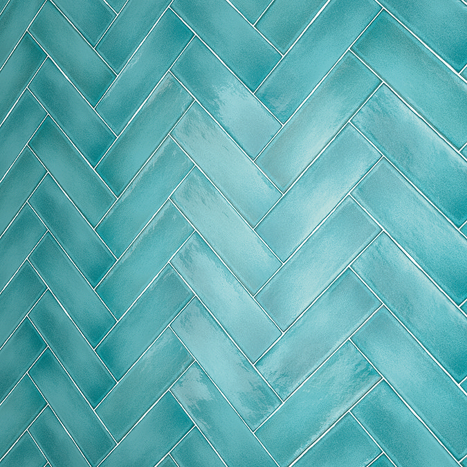 Somerton Teal Glazed Crackle Effect Wall Tiles - 75 x 230mm
