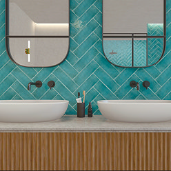 Somerton Teal Glazed Crackle Effect Wall Tiles - 75 x 230mm
