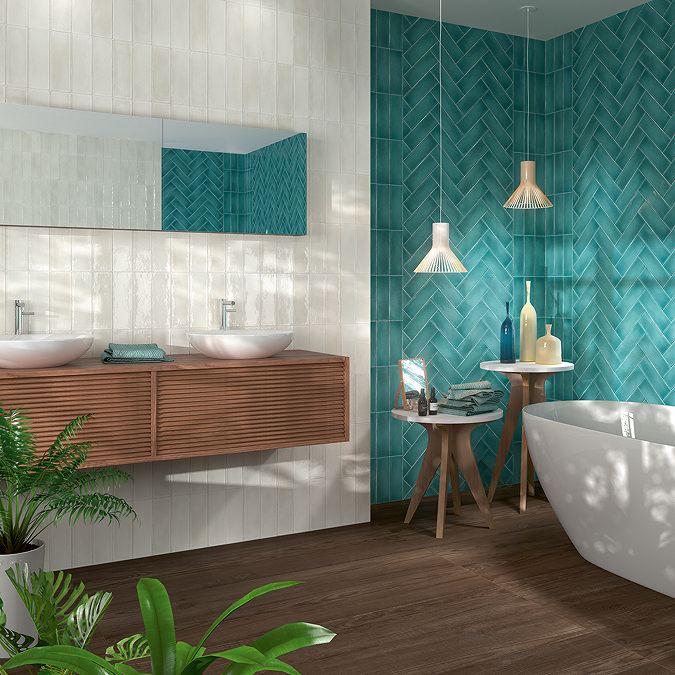 Somerton White Glazed Crackle Effect Wall Tiles - 75 x 230mm