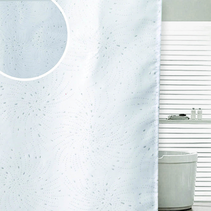 Sparkle Swirl W1800 x H1800mm Polyester Shower Curtain - White Large Image