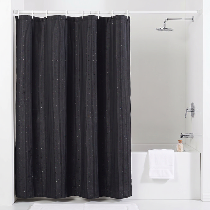 Black Sparkle Diamante Polyester Shower Curtain 1800mm x 1800mm
