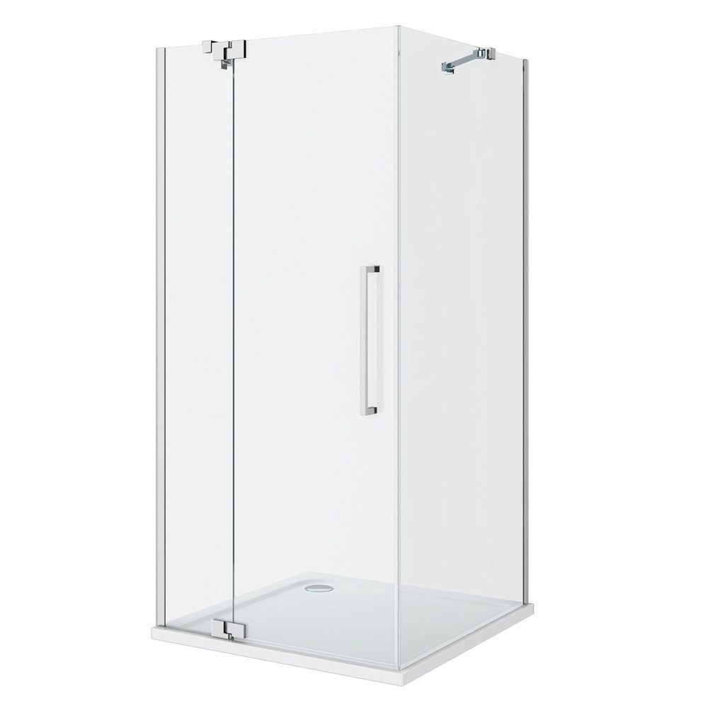 Square 760 x 760 LH Hinged Frameless Shower Enclosure + Tray