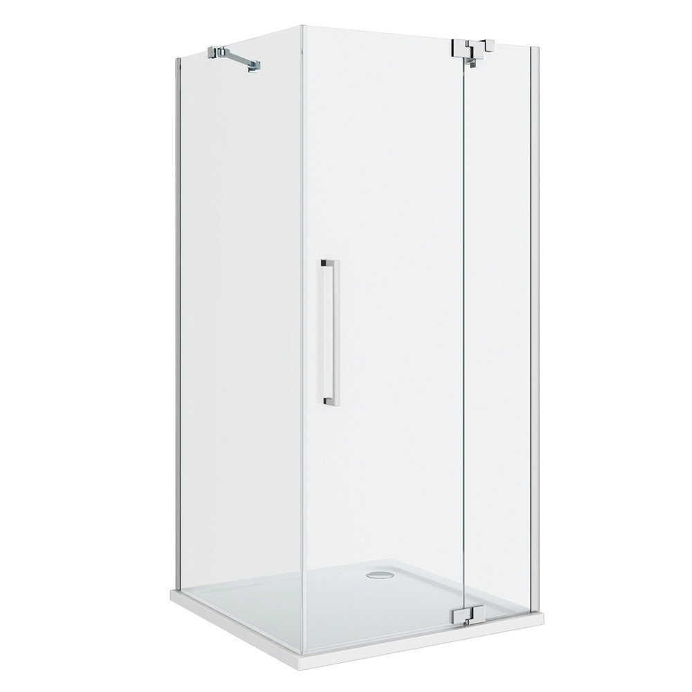 Square 760 X 760 RH Hinged Frameless Shower Enclosure + Tray