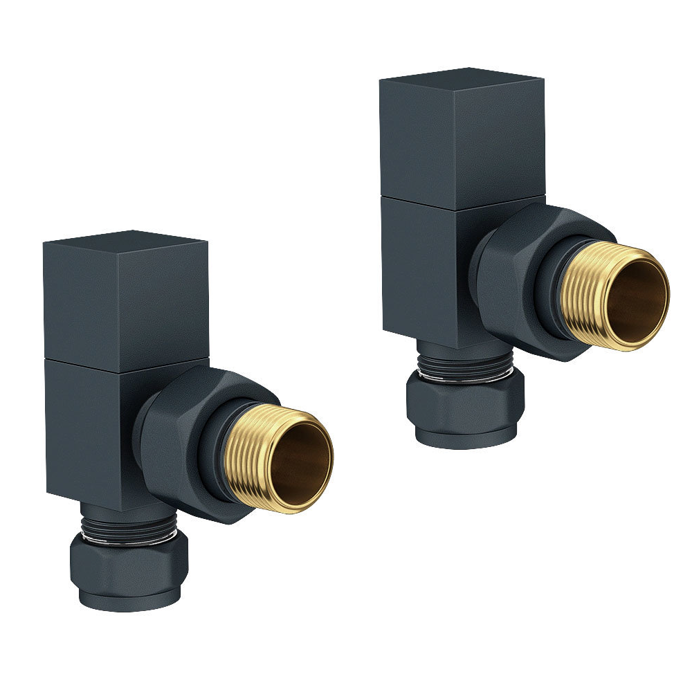 Square Anthracite Angled Radiator Valves   Clr Sarv A L2 