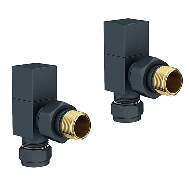 Square Anthracite Angled Radiator Valves (Pair of)