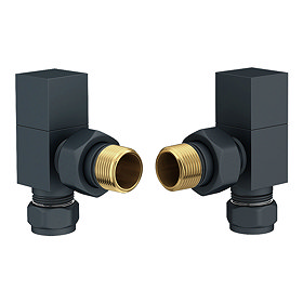 Square Anthracite Angled Radiator Valves Large Image