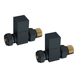 Square Anthracite Straight Radiator Valves Large Image
