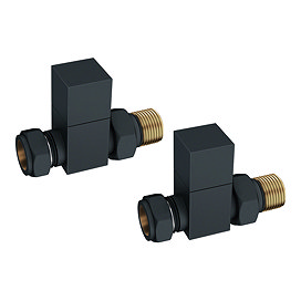 Square Anthracite Straight Radiator Valves Large Image
