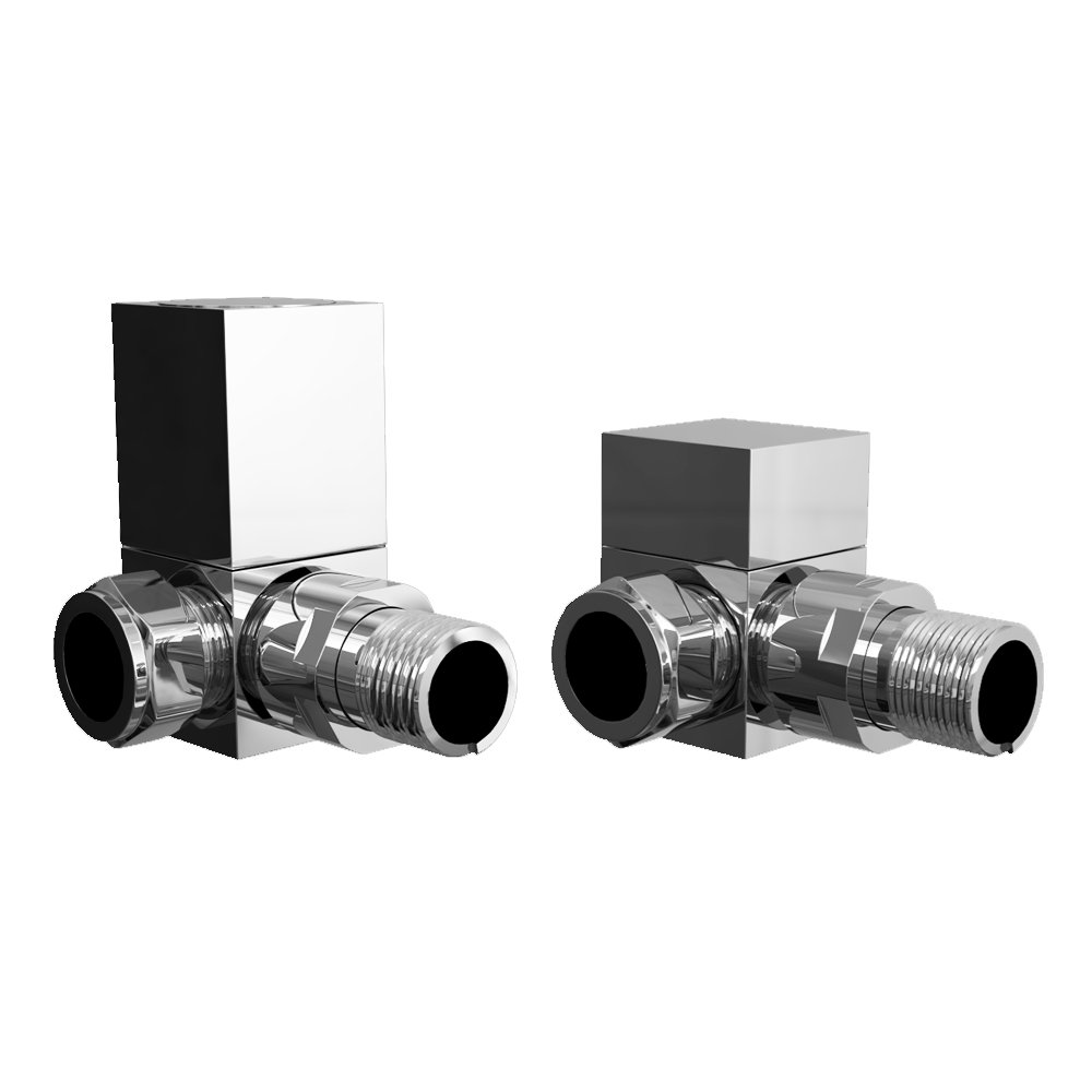 Square Chrome Corner Radiator Valves Pack (Pair)