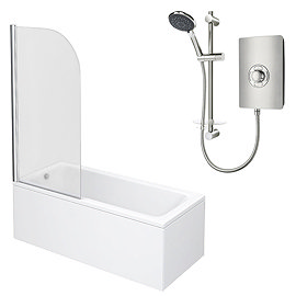Square Single Ended Shower Bath Pack (Inc. Triton Aspirante 9.5kw Electric Shower) Large Image