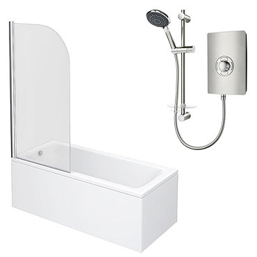 Square Single Ended Shower Bath Pack (Inc. Triton Aspirante 9.5kw Electric Shower)  Profile Large Image