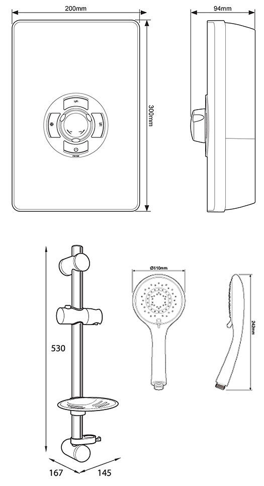 Square Single Ended Shower Bath Pack (Inc. Triton Aspirante 9.5kw