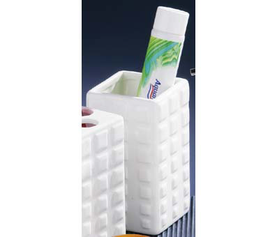 Square White Bathroom Tumbler w/ Risen Square Design Large Image
