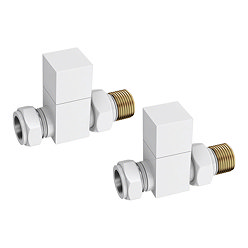 Square White Straight Radiator Valves Large Image